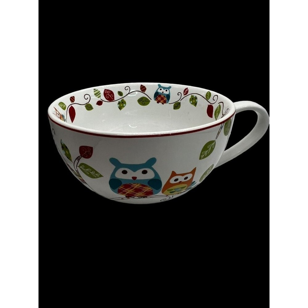 222 Fifth Enchanted Woods Soup Mug 10671476. Owl Birds Plants Nature Owls Cup